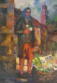 BAGDONAS Juozas Femme Au Panier De Fleurs BAGDONAS Juozas Femme Au Panier De Fleurs