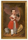 bahin louis joseph Young Child With Pet Squirrel And Small Dog bahin louis joseph Young Child With Pet Squirrel And Small Dog