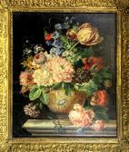 BAILER F.J. A Still Life Composition With Spring Flowers, In An Urn On Amarble Ledge BAILER F.J. A Still Life Composition With Spring Flowers, In An Urn On Amarble Ledge