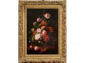 BAILEY Frederick Victor A Glass Bowl Of Mixed Blooms Upon A Ledge BAILEY Frederick Victor A Glass Bowl Of Mixed Blooms Upon A Ledge
