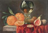 BAILEY Frederick Victor Still Life Of Oranges And Figs On A Table With A Roemer Reflecting The Artist At Work BAILEY Frederick Victor Still Life Of Oranges And Figs On A Table With A Roemer Reflecting The Artist At Work