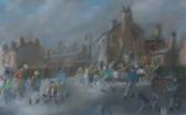 BAILEY Nancy Kersal Townscape With Children Playing BAILEY Nancy Kersal Townscape With Children Playing