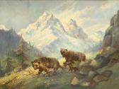 BAKER H.W. Baker, Mountain Panorama With Bear Family, C. 192 BAKER H.W. Baker, Mountain Panorama With Bear Family, C. 192