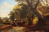 BAKER OF LEAMINGTON Thomas Landscape With Figures At A Bridge BAKER OF LEAMINGTON Thomas Landscape With Figures At A Bridge