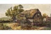 BAKER OLIVER "old Thatched Farmyard Barn, With Hens And Pigs," BAKER OLIVER "old Thatched Farmyard Barn, With Hens And Pigs,"