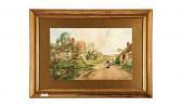 BALDWYN Charles Henry C. Cottages/figures Landscape In Distance BALDWYN Charles Henry C. Cottages/figures Landscape In Distance