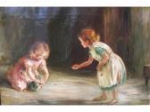 BALLANTYNE Mary Depicting Two Girls And A Kitten BALLANTYNE Mary Depicting Two Girls And A Kitten