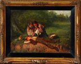 BANKS John D. A Country Scene With A Mother And Daughter Waking A Boy Asleep In A Meadow BANKS John D. A Country Scene With A Mother And Daughter Waking A Boy Asleep In A Meadow