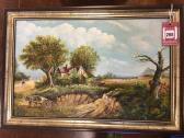 BANKS JS Naive Country Landscape With Cottage BANKS JS Naive Country Landscape With Cottage