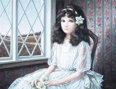 BANNISTER Patti Portrait Of Girl With White Lilies And Pearls BANNISTER Patti Portrait Of Girl With White Lilies And Pearls