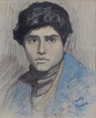 BANTLE Hermann Anton Bildnis Eines Jungen Römers Mit Blauer Jacke Und Halstuch BANTLE Hermann Anton Bildnis Eines Jungen Römers Mit Blauer Jacke Und Halstuch