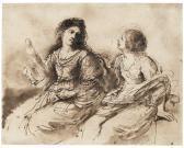 Barbieri Giovanni Francesco Two Allegorical Female Figures: Sculpture And Painting Barbieri Giovanni Francesco Two Allegorical Female Figures: Sculpture And Painting