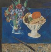 BARDONE Guy Still Life With Vase Of Flowers, Bowl Of Fruit, And A Knife BARDONE Guy Still Life With Vase Of Flowers, Bowl Of Fruit, And A Knife