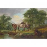 BARKER John Donkeys By A Wooded Stream BARKER John Donkeys By A Wooded Stream