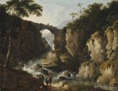 BARKER OF BATH Benjamin A Wooded Landscape With Figures On A Track, A Bridge Beyond BARKER OF BATH Benjamin A Wooded Landscape With Figures On A Track, A Bridge Beyond