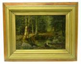 BARKER William H Wooded Landscape With Centralized Pond BARKER William H Wooded Landscape With Centralized Pond