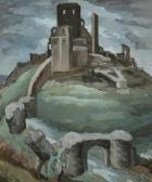 BARLING E M Storm Over Castle, A View Of Corfe Castle BARLING E M Storm Over Castle, A View Of Corfe Castle