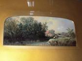 BARNES E.R. River Landscape With Barges Before A Castle BARNES E.R. River Landscape With Barges Before A Castle