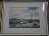 BARNES William View Of A Harbour With Beached Boats BARNES William View Of A Harbour With Beached Boats