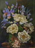 BARNETT JOAN Still Life - A Vase Of Flowering Peony And Iris BARNETT JOAN Still Life - A Vase Of Flowering Peony And Iris