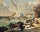 BARNOIN Henri Alphonse Activités Sur La Seine, Avec Vue Sur Notre Dame BARNOIN Henri Alphonse Activités Sur La Seine, Avec Vue Sur Notre Dame