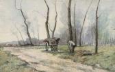 BARO ALBERT Man Gathering Wood Near A Country Road BARO ALBERT Man Gathering Wood Near A Country Road