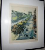 BARON Marcel Julien View Of Champs-elysees Toward The Arc De Triomphe. Framed. BARON Marcel Julien View Of Champs-elysees Toward The Arc De Triomphe. Framed.