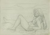 BARRAUD Maurice Reclining Female Nude On The Beach BARRAUD Maurice Reclining Female Nude On The Beach