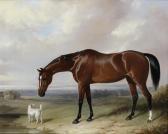 BARRAUD William A Bay Hunter And A Terrier In A Landscape BARRAUD William A Bay Hunter And A Terrier In A Landscape