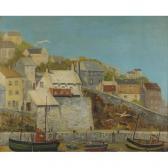 Barrett Lambert Cornish Fishing Village With Moored Boats Barrett Lambert Cornish Fishing Village With Moored Boats