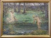BARRIER Gustave Baigneuse Et Cupidon Près De La Rivière BARRIER Gustave Baigneuse Et Cupidon Près De La Rivière