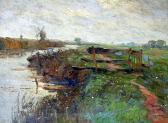 BARTELS C.A. Holländische Kanallandschaft Mit Kahnfischer BARTELS C.A. Holländische Kanallandschaft Mit Kahnfischer