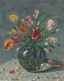BARTELS Rudolf Tulpen In Gläserner Kugelvase BARTELS Rudolf Tulpen In Gläserner Kugelvase