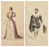 BARTEZAGO Luigi Figura Maschile E Femminile In Costume Per Una Rappresentazione Teatrale O Un'opera. BARTEZAGO Luigi Figura Maschile E Femminile In Costume Per Una Rappresentazione Teatrale O Un'opera.