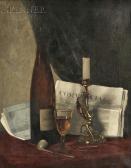 BARTLETT Clarence Drew Still Life With Newspaper, Candle, Pipe, And Wineglass BARTLETT Clarence Drew Still Life With Newspaper, Candle, Pipe, And Wineglass