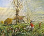 BARTRAM WALTER Hunting Scene By Farmyard BARTRAM WALTER Hunting Scene By Farmyard