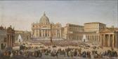 BARZOTTI Biagio Piazza San Pietro Con Moltitudine Di Fedeli E Carrozze BARZOTTI Biagio Piazza San Pietro Con Moltitudine Di Fedeli E Carrozze