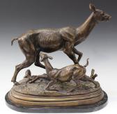 BASEL Alfred Figure Group Of A Deer And Faun BASEL Alfred Figure Group Of A Deer And Faun