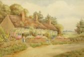 BASS SMITH E. Figures By A Country Cottage In Summer BASS SMITH E. Figures By A Country Cottage In Summer