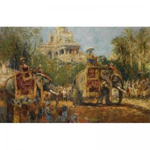 Alfred Bastien - Le Maharaja Et Ses Elephants A La Procession Du Festival Dedussehra A Mysore