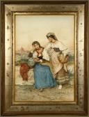 BATTAGLIA Clelia Bompiani Two Roman Women Sitting On A Wall BATTAGLIA Clelia Bompiani Two Roman Women Sitting On A Wall