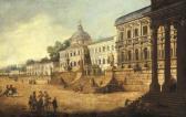 BATTAGLIOLI Francesco An Architectural Capriccio Of Classical Buildings With Horsemen Andother Figures BATTAGLIOLI Francesco An Architectural Capriccio Of Classical Buildings With Horsemen Andother Figures