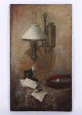 BAUMGARTNER L A Still Life Depicting A Kerosene Lamp BAUMGARTNER L A Still Life Depicting A Kerosene Lamp
