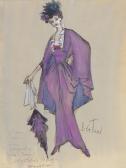 BEATON Cecil Study Of A Lady In A Purple Dress With Brolly BEATON Cecil Study Of A Lady In A Purple Dress With Brolly