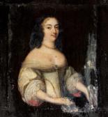 BEAUBRUN Henri Portrait De Femme Tenant Des Fleurs BEAUBRUN Henri Portrait De Femme Tenant Des Fleurs