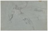 BEAUMONT Claudio Francesco Study Of A Reclining Male Figure And Two Subsidiary Studies Of His Left Arm BEAUMONT Claudio Francesco Study Of A Reclining Male Figure And Two Subsidiary Studies Of His Left Arm