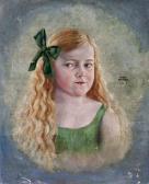 BECHTELER Eduard Portrait Eines Kleinen Mädchens Mit Langem Blonden Haar Im Grünen Kleid BECHTELER Eduard Portrait Eines Kleinen Mädchens Mit Langem Blonden Haar Im Grünen Kleid