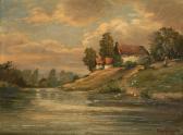 BECKERT Oskar Flusslandschaft Mit Gänsemagd BECKERT Oskar Flusslandschaft Mit Gänsemagd