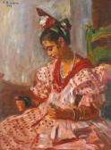 BEDIKIAN Krikor Jeune Fille En Robe Rouge BEDIKIAN Krikor Jeune Fille En Robe Rouge