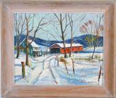BEHLER Will Winter Landscape With Covered Bridge BEHLER Will Winter Landscape With Covered Bridge